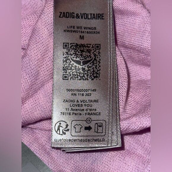 NWTs Zadig & Voltaire Life We Wings Merino Wool Crewneck Size Medium Soft Pink - Picture 9 of 12